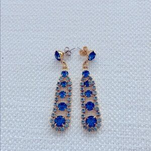 Elegant Blue and Gold Drop Earrings